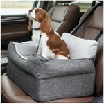 Avont Dog Booster Car Seat, Puppy Cat Pet Portable Travel Bed Carrier with Elevated Cushion for Small Medium Doggies Under 30 lbs -Grey