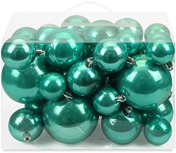 AMS 40ct Christmas Ball Plated Ornaments Tree Collection for Holiday Wedding Party Decoration(40ct Pearl, Turquoise)