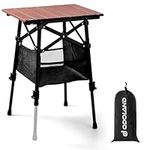 Odoland Adjustable Camping Table with Under-Table Storage Bag for 1-2 People, Mini Lightweight Folding Camp Table for Beach, Picnic, Fishing, Outdoor