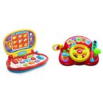 VTech Baby Laptop, Colourful Kids Laptop with LCD Screen & Baby Tiny Tot Driver, Roleplay Steering Wheel for Toddlers, Interactive Driving Toy for Boys and Girls, Pretend Play Toy with Music and Light