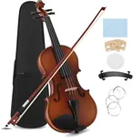 MUSTAR Violin, 4/4 Violin for Beginners, Classic Violin 4/4 Full Set with Bow, Rosins, Hard Case, Mute, Fingerboard Stickers, Shoulder Rest, Beginner KIt for Adults,Kids