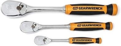 GEARWRENCH 1/4, 3/8 and 1/2 Inches Drive 90-Tooth Dual Material Teardrop Ratchet 3-Pieces Set, Multi, 81207T