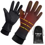 Tiakia Winter Thermal Gloves, Cycling Warm Gloves Cold Weather Anti-Slip Touch Screen Men Women Windproof Gloves for Motorcycle Road Mountain Dirt Bike, Skiing Hiking Running Jogging Driving