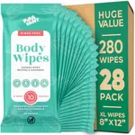 Body Wipes - (28 Packs) - 280 XL Bath Wipes for Adults No Rinse, Adult Wipes for Elderly - Body & Face Gentle Skin Cleansing, Shower Wipes Bathing for Travel, Elderly, Car, Gym, Camping (8x12 Inch)