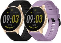 kwmobile Straps Compatible with AGPTEK LW11 Straps - 2x Replacement Silicone Watch Bands - Black Matte/Lavender