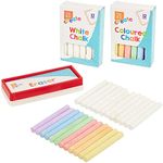 JKG® 25 PIECE CHALK & ERASER SET FOR KIDS - Children's Outside Pavement Patio Drawing Chalk & Sponge Eraser For Walls, Blackboard, Chalkboard, School (12 WHITE CHALK 12 MULTI COLOURED CHALK, 1 ERASER)