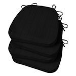 Basic Beyond Chair Cushions for Dining Chairs 4 Pack, D-Shaped Kitchen Chair Cushions with Ties Set of 4, 2.5" Thick Seat Cushions for Dining Room/Kitchen Chairs, 17" x 16", Black