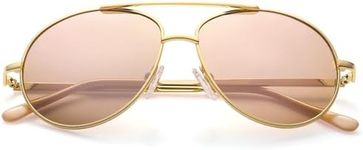 LotFancy Kids Aviator Sunglasses for Girls Boys, 100% UV Protection for Children Youth Juniors, Small Face Sun Glasses, Gold Frame & Pink Lens