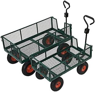 Heavy Duty 700KG Green Garden Trolley Mesh Cart Wagon Dump Wheelbarrow Tipper Truck 4Wheel,L121*D61cm