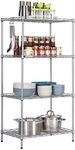 CAVSOIR 4 -Tier Shelf Carbon Steel Shelving Unit Adjustable Heavy Duty Wire Shelf Metal Height Shelves Unit Metal Storage Rack Durable Organizer (Silver, 4 Tier)