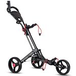 DORTALA Golf Push Cart, 3 Wheels Foldable Hand Cart Easy Push and Pull Cart Trolley with Umbrella and Tee Holder, Quick Open and Close Golf Pull Cart