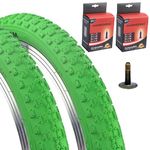 Vandorm Set of Bicycle Tyres 20 x 1.95 (53-406) Comp 3 Green BMX Tires with Schrader Valve Inner Tubes (Pack of 2)