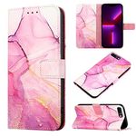 LEMAXELERS Compatible with iPod Touch 5 Case, iPod Touch 7 for Women Girls Case with Card Holder PU Leather Detachable Wrist Strap Wallet Case for iPod Touch 5 / Touch 6 Marble Pink Purple