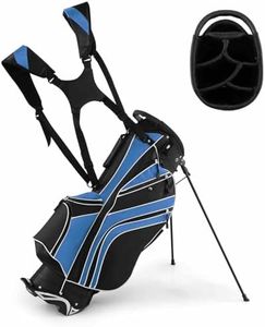 Costway Stand Bag, Golf Club Bag with 6 Way Organizer Divider Top, 7 Zippered Pockets Including Cooler Bag & Waterproof Pockets, Umbrella Holder, Lightweight & Portable Golf Cart Bag (Navy)