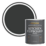 Rust-Oleum Black Scrubbable Kitchen Cupboard Paint in Satin Finish - Natural Charcoal (Black) 750ml