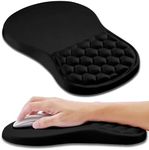 Hokafenle Ergonomic Mouse Pad Wrist Support with Massage Design, Wrist Rest Pain Relief Mousepad with Memory Foam&Non-Slip PU Base, Mouse Pads for Wireless Mouse & Desk (12x8 inch,Black)