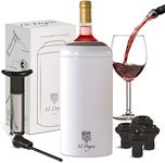 12 Degrés Iceless Wine Chiller Set - Perfect Wine Gifts for Women, Men Including Stainless Steel Insulated Wine Bottle Cooler with Wine Pump, Aerator, 4 Stoppers (White Matte)