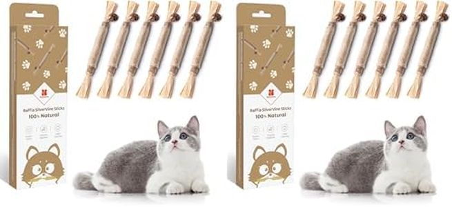 Potaroma 6 Pcs Natural Silvervine Sticks Cat Toys, Catmint Silvervine Blend Sticks, Kittens Chew Toys for Teeth Cleaning, Matatabi Dental Care Cat Treat, Edible Kitty Lick Toys