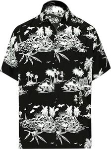 LA LEELA Likre Soft Silk Printed Shirt Black 517 2XL |Chest 54" - 59"