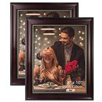 GraduatePro Family Photo Frame 8x10 Pack 2 Glass with Stand for Tabletop Wall Bedroom Wooden Wedding Anniversary Brown