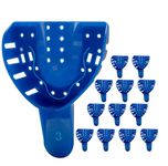 Royal Blue Premium Disposable Tracking Spacer Plastic Dental Impression Trays 12 PC Small, Medium, Large, Upper-Left, Lower-Right (#3 Upper Medium)