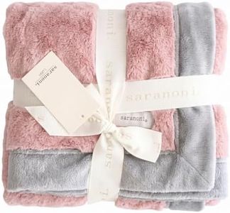 SARANONI Receiving Blankets for Babies Super Soft Boutique Quality Lush Luxury (Light Pink/Gray, Receiving 40" x 30”)