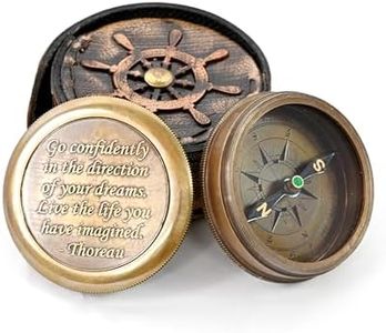 Brass Nautical - Go Confidently in The Direction of Your Dreams Thoreau's Quote Compass W/Case