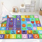 Capslpad Kids Play Rug ABC Alphabet Numbers Shapes Weather Planets Educational Learning Area Rug Large Size Non Slip Play Mat for Children Playroom Classroom Bedroom Girl Boy,5'2" x 3'3"