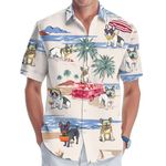 GEPOS Tropical Dog Print Hawaiian Shirt for Men, Unique Men's Button Shirt, Summer Casual Short Sleeve Shirt