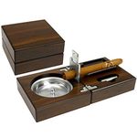 OYHBO Wooden Cigar Ashtray Set with Cigar Cutter and Punch Foldable Collection Perfect for Most Cigars