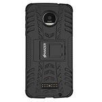 Amzer AMZ98998 Slim Hybrid Warrior Rugged Impact Resistant Case Skin for Moto Z Force Droid Edition, Black