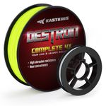 KastKing Destron Complete 4X Braided Line,Chartreuse,15LB,150Yds and Monofilament Leader Line,12LB,15Yds