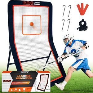 Lacrosse Rebounder for Backyard 4x7 FT Heavy-Duty Volleyball Rebounder Net with Color Box, Adjustable 5 Rebound Angles for Lacrosse, Volleyball, Baseball, Soccer Practice