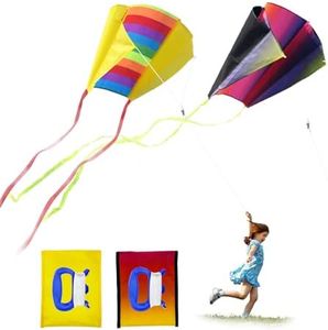 SKHAOVS Pack of 2 Portable Rainbow Kite with Long Colourful Tails, Pocket Kite for Beginners, Stunt Kite Beginners Flight Kite, for Games and Outdoor Activities (Colourful)