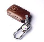 JVCV® Car Styling Soft Handmade Leather Key Cover Compatible with Suzuki Jimny Fronx Grand Vitara Baleno XL6 Swift Ertiga Dzire Rumion Urban Cruiser Glanza, Hyryder (2 Button Smart Key, Brown)