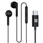 Portronics Conch Theta C in Ear Type C Wired Earphones with in Line HD Mic, Powerful Audio, 14.2mm Driver, Unique Earbuds Design, TPE Anti Tangle Wire, in line Controls, Wide Compatibility(Black)