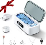 SUNPOW Ultrasonic Jewelry Cleaner Machine– Dual Chambers for Contact Lenses & Jewelry, 45kHz Sonic Cleaner for Silver & Gold, Rings, Earrings, Glasses, Watches, Necklaces – Quiet 45dB, Deep Cleaning