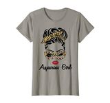 Aquarius Girl Woman Face Leopard Bandana Wink Eye - Aquarius T-Shirt