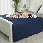 Dog Blankets for Couch Protection Waterproof Dog Bed Covers Pet Blanket Furniture Protector (Navy+Blue, 82"x108")