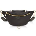 Black Oversized Fanny Pack, Plus Size Crossbody Bag with Adjustable Belt Straps, Fits 42-54 Inch Waist, Black, Small