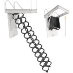 VEVOR Attic Ladder, 660LBS/299.4KG Capacity, Fits 9.5 to 10.2 ft Ceiling Height and 39.4 x 27.5 inch Opening Size, Alloy Steel Pull-Down Retractable Ceiling Stair with Pulling Rod for Attic Loft Roof