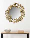 SAFAVIEH Home Collection Ruthie Butterfly Gold 27" Round Mirror for Bedroom Living Room Bathroom Entryway