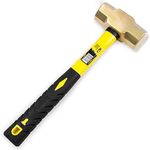 Stark USA Brass Head 3lb Sledge Hammer Fiber Glass 13-inch Handle With Comfortable Grip 3-Pounds