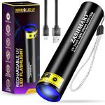 ZASHMART UV Torch 365nm| Rechargeable Ultraviolet Torch | UV Light for Pet Urine Detection | 3W USB Rechargeable Torch | Mini Black Light Money Detector | Super Bright Torch for Outdoor Indoor Use.