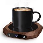 MQUPIN Coffee Mug Warmer, Mug Warmer for Desk, Heated Mug for Coffee with1-12H Auto Shut Off, Electric Beverage Warmer with 3 Temperature Settings(113°F/131°F/167°F), Tea Warmer for Office Desk(Wood)