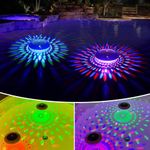 FirstE Solar Floating Pool Lights, RGB Colorful LED Solar Pool Lights That Float, Waterproof Light up LED Pool Accessories Floating Lights for Pool Yard Patio Party Christmas Decor (2, Blue)