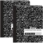 BAZIC Products Composition Notebook Wide Ruled - 100 Sheets, Black Marble Composition Notebook with Durable Cover, Non-Spiral for Journaling, School, Home, or Office, 2-Packs