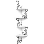 Alsonerbay Corner Shelf Wall Mount of 4 Tier Corner Shelves Rustic Wood Floating Shelf Dog Shape Metal Corner Stand for Bedroom Living Room Bathroom Office White