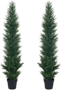 HAIHONG 2 Packs 5ft Artificial Cedar Topiary Trees - Fake Boxwood Topiary Cypress Trees Potted Plants, Artificial Plants Shrubs for Home Indoor Outdoor Garden Porch Decor