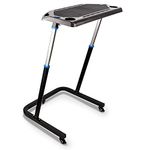 Alpcour Bike Trainer Fitness Desk – Portable Multi-tasking Workstation Table for Cycling and Exercise – Adjustable Height with Non-Slip Surface and Gadget Slots – Lockable Wheels